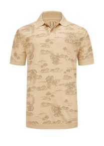 Velk&eacute; Velikosti - JP1880 - Polo tričko z bavlny s flor&aacute;ln&iacute;m potiskem - 4XL - B&eacute;žov&aacute;