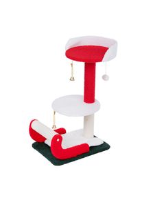 TIAKI škrabadlo vánoční sáňky červené, bílé, zelené pro kočky