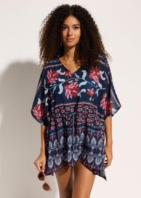 Pl&aacute;žov&aacute; tunika z lehk&eacute;ho &scaron;ifonu | Modr&aacute; | Vel. 56/58 (3XL) | bonprix