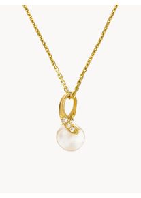 Instant d'Or Náhrdelník z žlutého zlata s perlou Phoenix Bílá D 43 cm