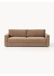 Sametová rozkládací pohovka s úložným prostorem Tasha (3místná) Hnědá Látka Š 235 cm, H 100 cm | Westwing Collection