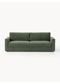 Sametová rozkládací pohovka s úložným prostorem Tasha (3místná) Zelená Samet Š 235 cm, H 100 cm | Westwing Collection