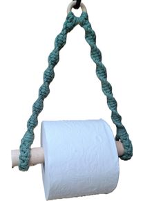 Knotenliebe Makramee Toilettenrollen-Halterung, Jadegrün