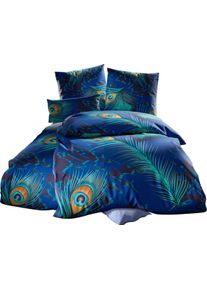 wäschepur unisex Ložní prádlo královská modrá-modrozelená-potisk ,velikost 40x80/135x200 cm