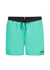 Velk&eacute; Velikosti - BOSS - Plavky s kontrastn&iacute;mi paspulkami a logem - 4XL - Zelen&aacute;