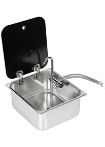 carbest Spüle mit Wasserhahn und Glasabdeckung