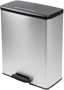 curver Deco Bin Slim Mülleimer Abfalleimer 65 Liter 480x615x280mm silber schwarz