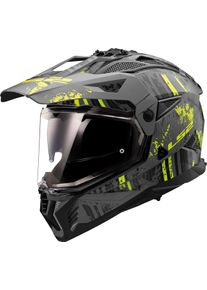 LS2 MX702 Pioneer II Crazy, adventure helmet , color: Matt Grey/Black/Neon-Yellow , size: M