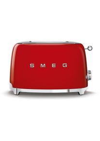 Smeg TSF01RDEU 50"s Style Toaster, 950 W, 2-Schlitze, 6 Röststufen, rot