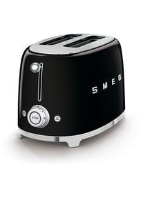 Smeg TSF01BLEU 50"s Style Toaster, 950 W, 2-Schlitze, 6 Röststufen, schwarz glanz