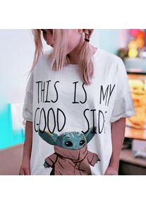 Grogu Good Side T-Shirt Oversize Bianca - Star Wars The Mandalorian - M - Bianco