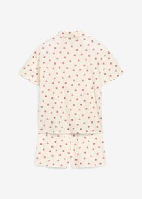Kr&aacute;tk&eacute; pyžamo z čist&eacute; organick&eacute; bavlny s knofl&iacute;kovou li&scaron;tou (2d&iacute;ln&aacute; souprava) | B&iacute;l&aacute; | Vel. 92/98 | bonprix