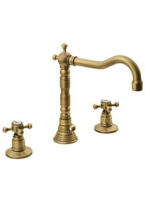 SAPHO ANTEA tříprvková umyvadlová baterie s retro hubicí, s výpustí, bronz 3226
