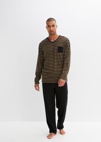 Pyžamo s pruhy | Černá | Vel. 60/62 (XXL) | 100% bavlna| bonprix