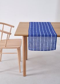 Běhoun na stůl s proužky | Modrá | Vel. 180x30 cm | len| bonprix