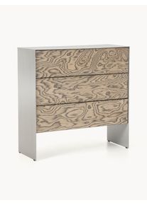 Komoda Ako Béžová, Stříbrná Kov, Dřevo Š 100 cm, V 100 cm | Westwing Collection