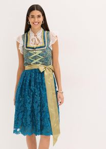 Dirndl se z&aacute;stěrou s flitry (2d&iacute;ln&aacute; souprava) | Modr&aacute; | Vel. 54 | bonprix