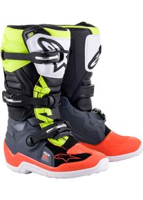 Alpinestars Tech 7S, boots youth , color: Dark Grey/Neon-Red/Neon-Yellow , size: 8 US