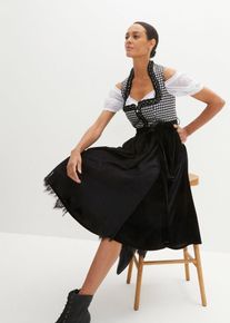 Dirndl se sametovou sukn&iacute; (2d&iacute;ln&aacute; souprava) | Čern&aacute; | Vel. 46 | sat&eacute;n| bonprix