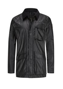 Velké Velikosti - Belstaff - Voskovaná vodoodpudivá bunda Fieldjacket s manšestrovým lemem - 4XL - Černá