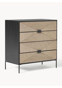 Komoda z mangového dřeva June Béžová, Černá Juta, Dřevo, Masivní dřevo Š 90 cm, V 91 cm | Westwing Collection