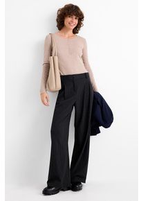 C&Amp;A Plátěné kalhoty-mid waist-wide leg-s úzkými proužky, Modré, Größe: 36