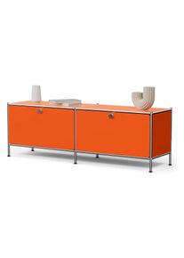 Tchibo - Nízká kovová skříňka »Cn3« se 2 výklopnými dvířky - barva: oranžová