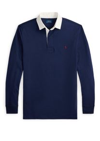 Velké Velikosti - Polo Ralph Lauren - Jednobarevné ragbyové tričko s kontrastním lemováním a výšivkou jezdce na koni - XXL - Námořnická Modrá