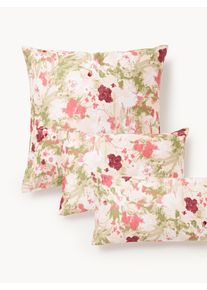 Povlak na polštář z bavlněného saténu s květinovým vzorem Anthea Pudrová, Barevná Satén/mako-satén, Bavlna Š 60 cm, D 70 cm | Westwing Collection