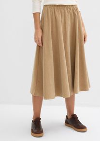 Manšestrová sukně ze směsi s bavlnou | Béžová | Vel. 52 | bonprix