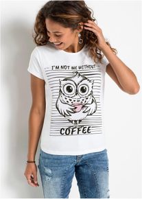 Tričko s potiskem | B&iacute;l&aacute; | Vel. 32/34 (XS) | 100% bavlna| bonprix