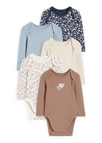 C&Amp;A Multipack 5 ks-motiv ptáčka a květinové motivy-body pro miminka, Modré, Größe: 62