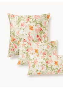 Povlak na polštář z bavlněného saténu s květinovým vzorem Anthea Béžová, Barevná Satén/mako-satén, Bavlna Š 60 cm, D 70 cm | Westwing Collection