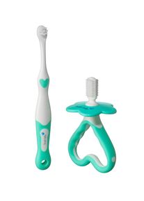 Brush-baby First Brush & Teether, zubní kartáček a kousátko, 0-18 měsíců