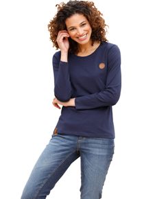 Damske Tričko s dlouh&yacute;m ruk&aacute;vem s n&aacute;&scaron;ivkou z imitace kůže n&aacute;mořnick&aacute; modr&aacute; ,velikost 50