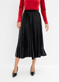 Plisovaná sukně z jemného sametu | Černá | Vel. 54 | samet| bonprix