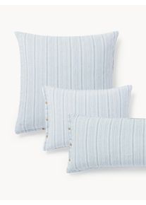 Povlak na polštář z praného lnu s proužky Telma Modrá Len, Přírodní vlákno Š 45 cm, D 110 cm | Westwing Collection