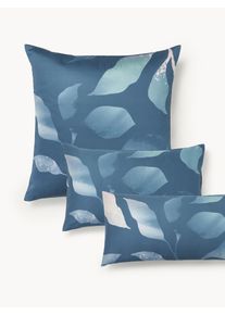 Povlak na polštář z bavlněného saténu s květinovým potiskem Marino Modrá, Šedá Bavlna Š 45 cm, D 110 cm | Westwing Collection