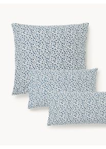 Bavlněný povlak na polštář se sepraným efektem s jemným květinovým vzorem Nolana Modrá Bavlna, Renforcé Š 45 cm, D 110 cm | Westwing Collection