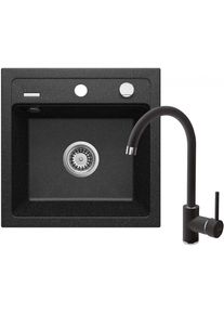 DEANTE Zorba grafit Granitov&yacute; dřez včetně baterie, 1 bowl ZQZA2103