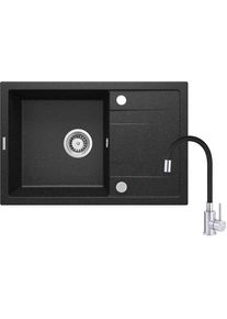 DEANTE Corio grafit Granitov&yacute; dřez včetně bateries elastickou hubic&iacute; ZRCP2113