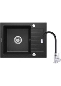 DEANTE Zorba grafitov&yacute; Granitov&yacute; dřez s bateri&iacute;, 1miska s odkap&aacute;vačem ZQZC211A