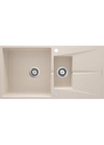 DEANTE Corio b&eacute;žov&yacute; Granitov&yacute; dřez, 1,5-miska s odkap&aacute;vačem ZRC_5513