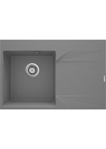 DEANTE Evora metalicky &scaron;ed&yacute; granitov&yacute; dřez, 1-bowl s odkap&aacute;vac&iacute; plochou vpravo ZQJ_S11P