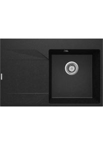 DEANTE Evora grafitov&yacute; granitov&yacute; dřez, 1-bowl s odkap&aacute;vac&iacute; plochou vlevo ZQJ_211L