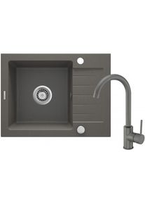 DEANTE Zorba antracit metalic Granitov&yacute; dřez včetně baterie, 1 bowl s odkap&aacute;vačem ZQZAT11A