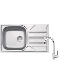 DEANTE Legato nerez satin Nerezov&yacute; dřez včetně baterie, 1 bowl s odkap&aacute;vačem ZELA0113