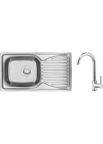 DEANTE Doppio nerez satin Nerezov&yacute; dřez včetně baterie, 1 bowl s odkap&aacute;vačem ZENB0113
