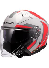 LS2 OF603 Infinity II Focus, open face helmet , color: Matt Light Grey/Grey/Red , size: M