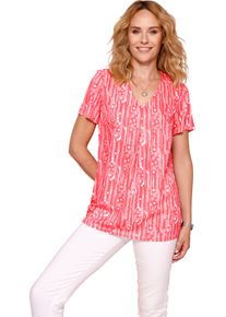 Damske Tunika rozšířeného navlékacího střihu grepová-ecru-potisk ,velikost 56